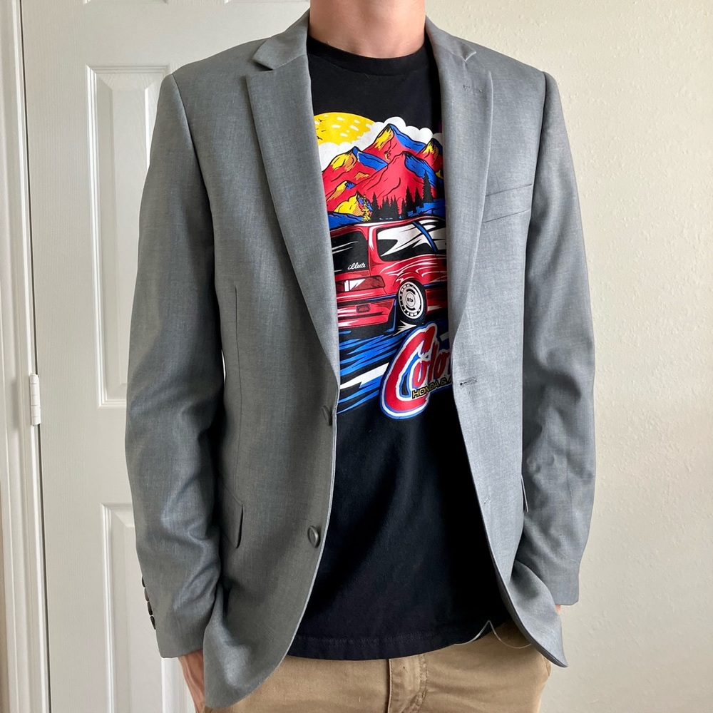 Mens Giorgio Fiorelli Solid Gray Suit Jacket